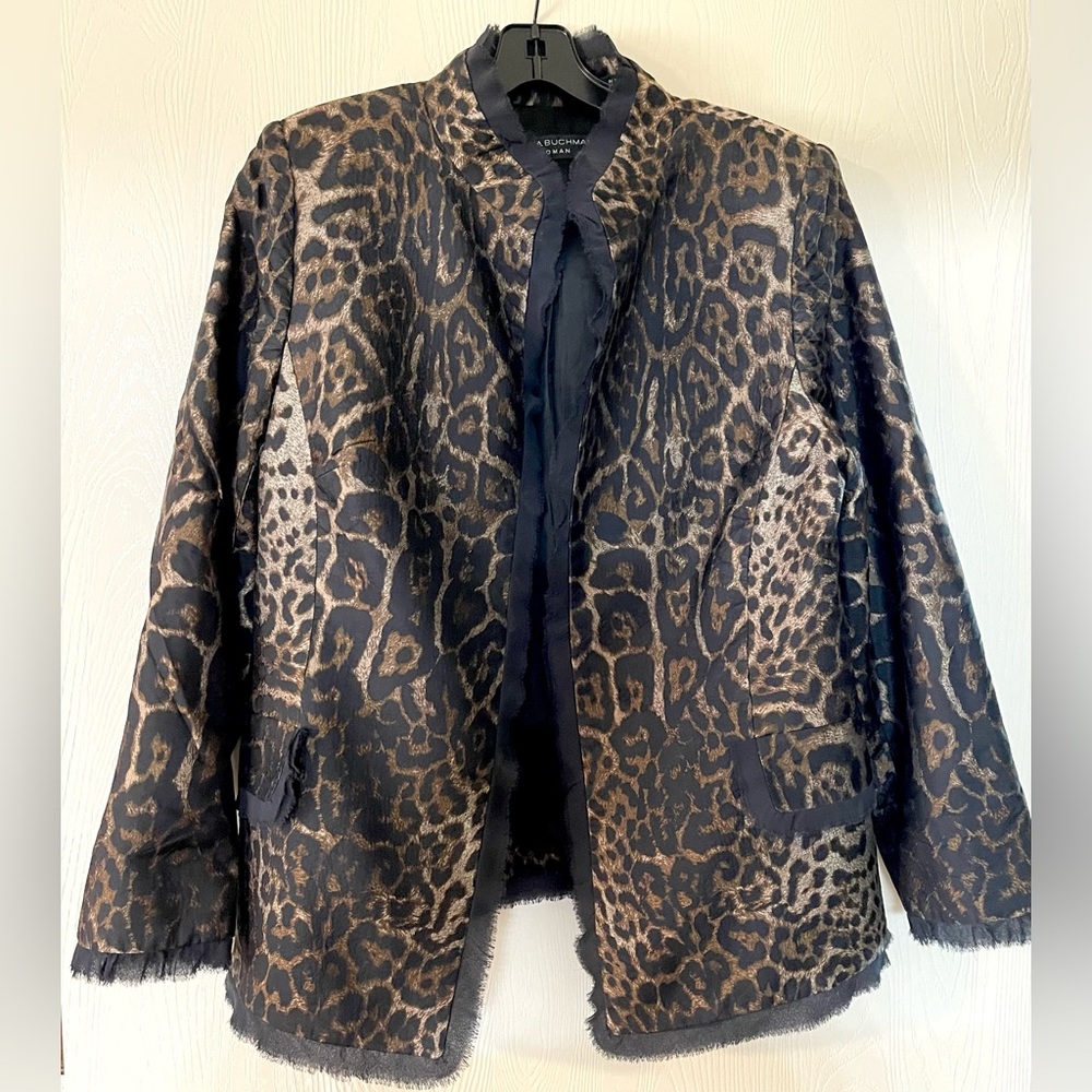 Dana Buchman Brown and Black Animal Print Blazer